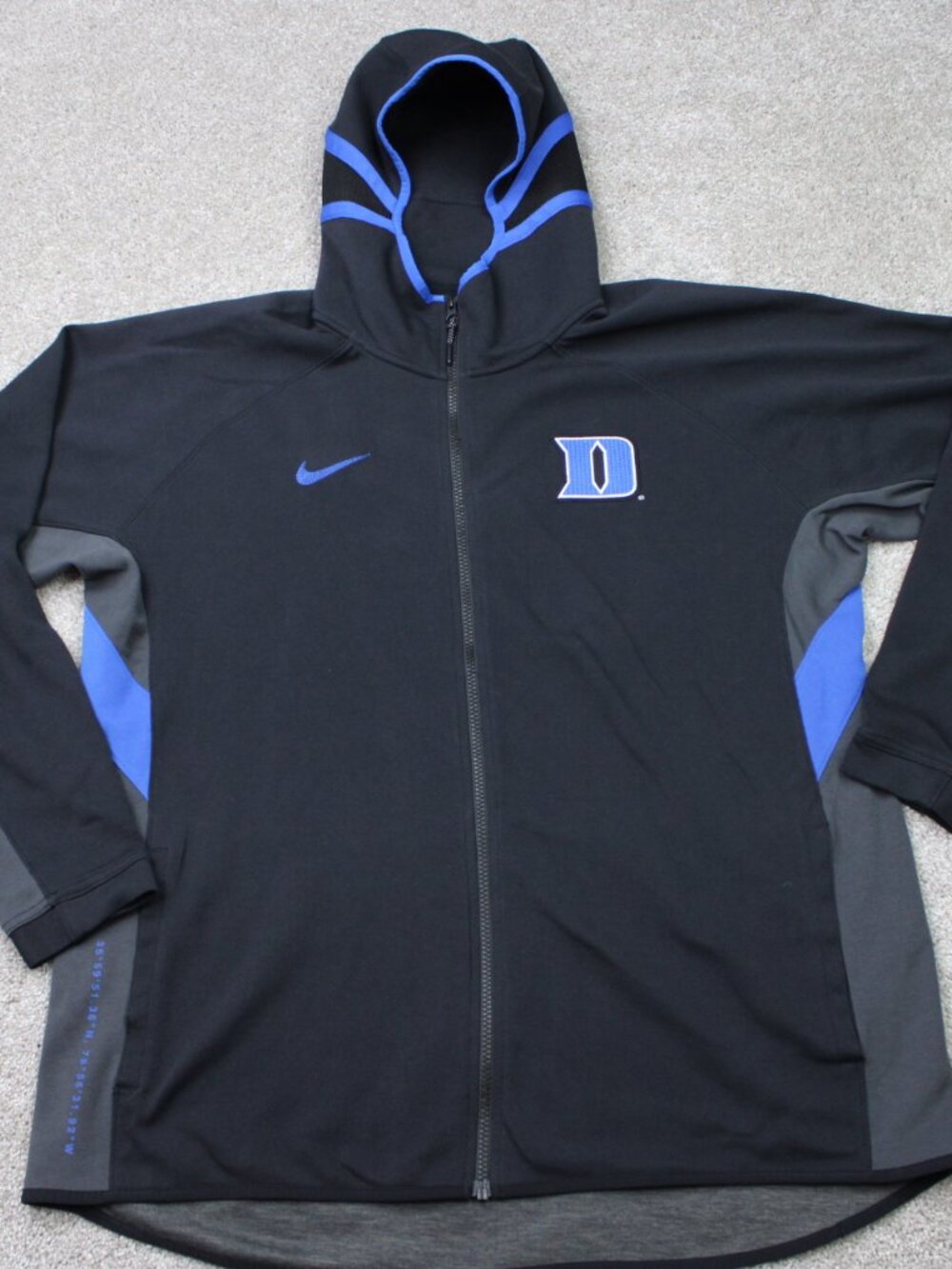 Nike Duke Blue Devils Hoodie Mens XL Black/Blue Dri-Fit Full Zip Hooded L/S